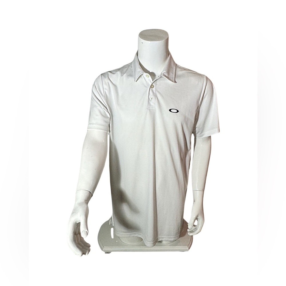 Men’s Oakley Polo Shirt White Large L Golf Polo Short Sleeve EUC